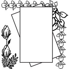 Frame border floral ornament and leaves. Vector
