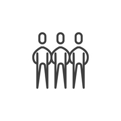 Staff group line icon. linear style sign for mobile concept and web design. Three people team outline vector icon. Symbol, logo illustration. Vector graphics