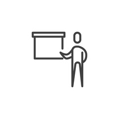 Man and projection screen line icon. linear style sign for mobile concept and web design. Business presentation outline vector icon. Symbol, logo illustration. Vector graphics
