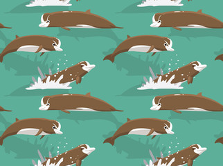 Northern Bottlenose Dolphin Cartoon Background Seamless Wallpaper