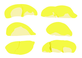durian fruit colour yellow and ripe durian piece on white background illustration vector 