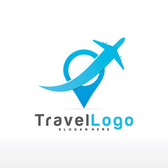 Map Location Air Travel Logo Design template