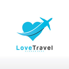 Air Travel Love Logo Design Template