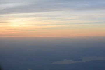 Blue Sky white cloud sun light during sunset or sunrise background