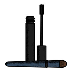 eyelash and brush make up drawing icon