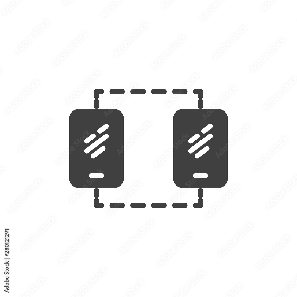 Aufkleber mobile phone sync connection vector icon. filled flat sign for mobile concept and web design. connec