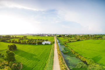 Fototapeta na wymiar Aerial photo of summer rural ecological pastoral scenery in xuancheng city, anhui province, China