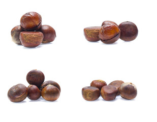 Chestnuts  isolated on white background (set  mix   collection)