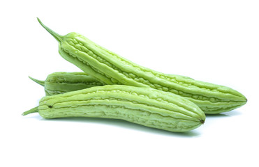 Bitter melon or  Bitter gourd on white background