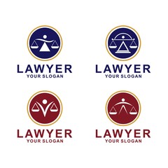 justice law logo design template. attorney logo with pillar and star shape illustration