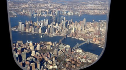 New York desde un avión se aprecian los dos ríos y la famosa Manhattan 