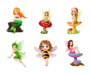 Cartoon cute fairy illustration collections