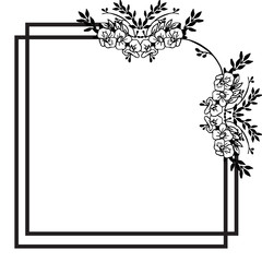 Wallpaper element of card, decorative frame, with cute flowers. Vector