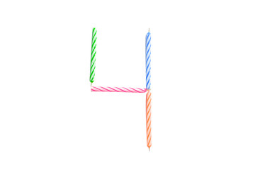Birthday  candle number isolated on white background with clipping path