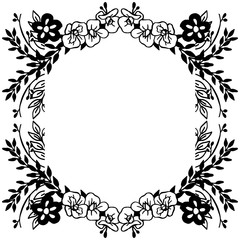 Floral ornament black and white, ornate wallpaper of invitation card. Vector
