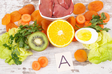 Ingredients as source vitamin A, natural minerals and dietary fiber, nutritious healthy eating...