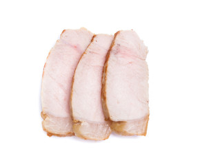 roasted pork slices isolated on white background