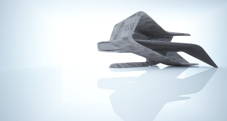 Abstract architectural smooth concrete interior of a minimalist house. 3D illustration and rendering.