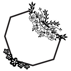 Shape circle frame, with various flower and branches leaf, for design wallpaper of card. Vector