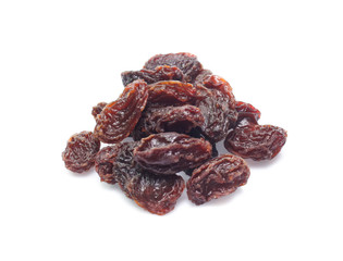 Organic dried Raisins isolated on white background