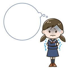 吹き出し　怖がる女の子　ポーズ　イラスト