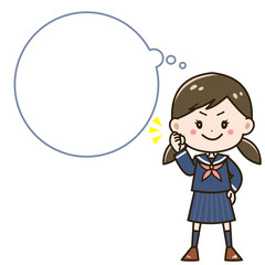 吹き出し　ガッツポーズの女の子　ポーズ　イラスト