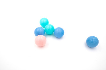 Colorful macaroon color soft plastic ocean balls isolated on white background