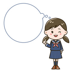 吹き出し　指さしする女の子　ポーズ　イラスト