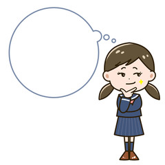 吹き出し　企む女の子　ポーズ　イラスト