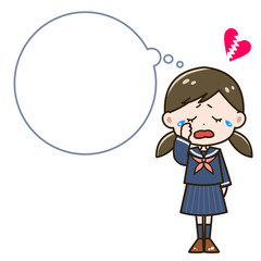 吹き出し　失恋した女の子　ポーズ　イラスト