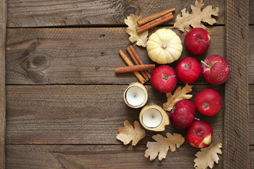 Autumn composition with red apples
