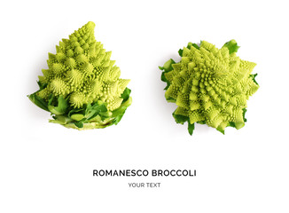Creative layout made of romanesco cauliflower. Flat lay. Food concept. Romanesco broccoli on the...