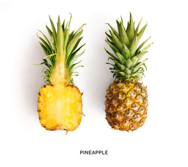 Creative layout made of pineapple on white background. Flat lay. Food concept.