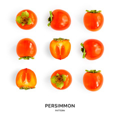Seamless pattern with persimmon. Tropical abstract background. Persimmon on the white background.