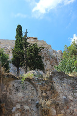 view to acropolis of athens from below