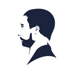 Profile view of bearded man. Male face silhouette or icon. Asian face of the young Chinese, Thai, Japanese and Korean guy