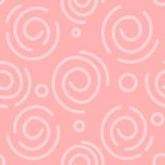 Abstract white and light pink spiral background. Vector seamless pattern. Simple design. Seamless vector texture. Paper art design. Geometric print. Space background. Pattern in vintage style