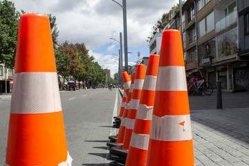 Traffic cones in street