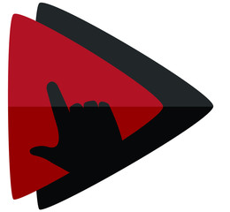 Play button with hand cursor symbol