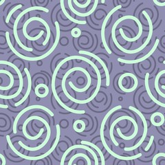 Abstract gray and turquoise spiral background. Vector seamless pattern. Simple design. Seamless vector texture. Paper art design. Geometric print. Pattern in vintage style. Spiral sign