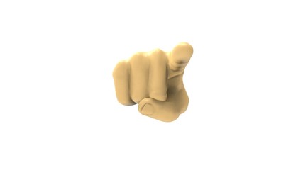 3d rendering of a pointing finger isolated in white background