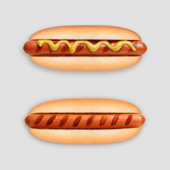 Hot dog grill with mustard