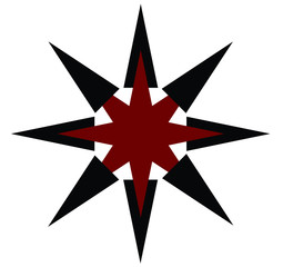 Abstract vector 8 pointed chaos star symbol icon logo
