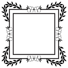 Silhouette with pattern of beautiful frame, decorative art unique. Vector