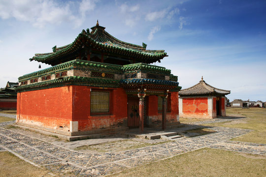 The temple of the Dalai Lama in Erdene Zuu Monastery, part of the Orkhon Valley Cultural Landscape World Heritage Site, Karakorum, Mongolia.