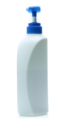 white Plastic bottle of shampoo isolated on white background