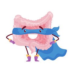 Cartoon intestine holds his hands on his belt. Vector illustration on white background.