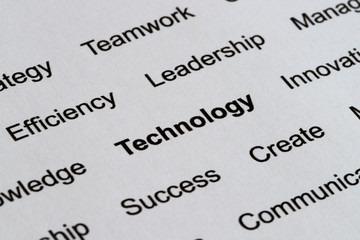 Technology Business Buzzwords on Printed Paper