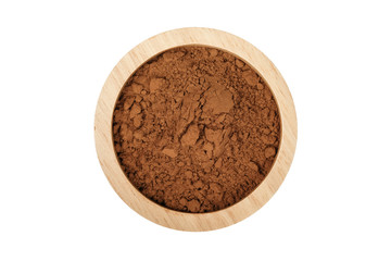  Top view Empty wooden bowl isolated on white background with clipping part.