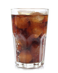 Cola in a glass isolated on white